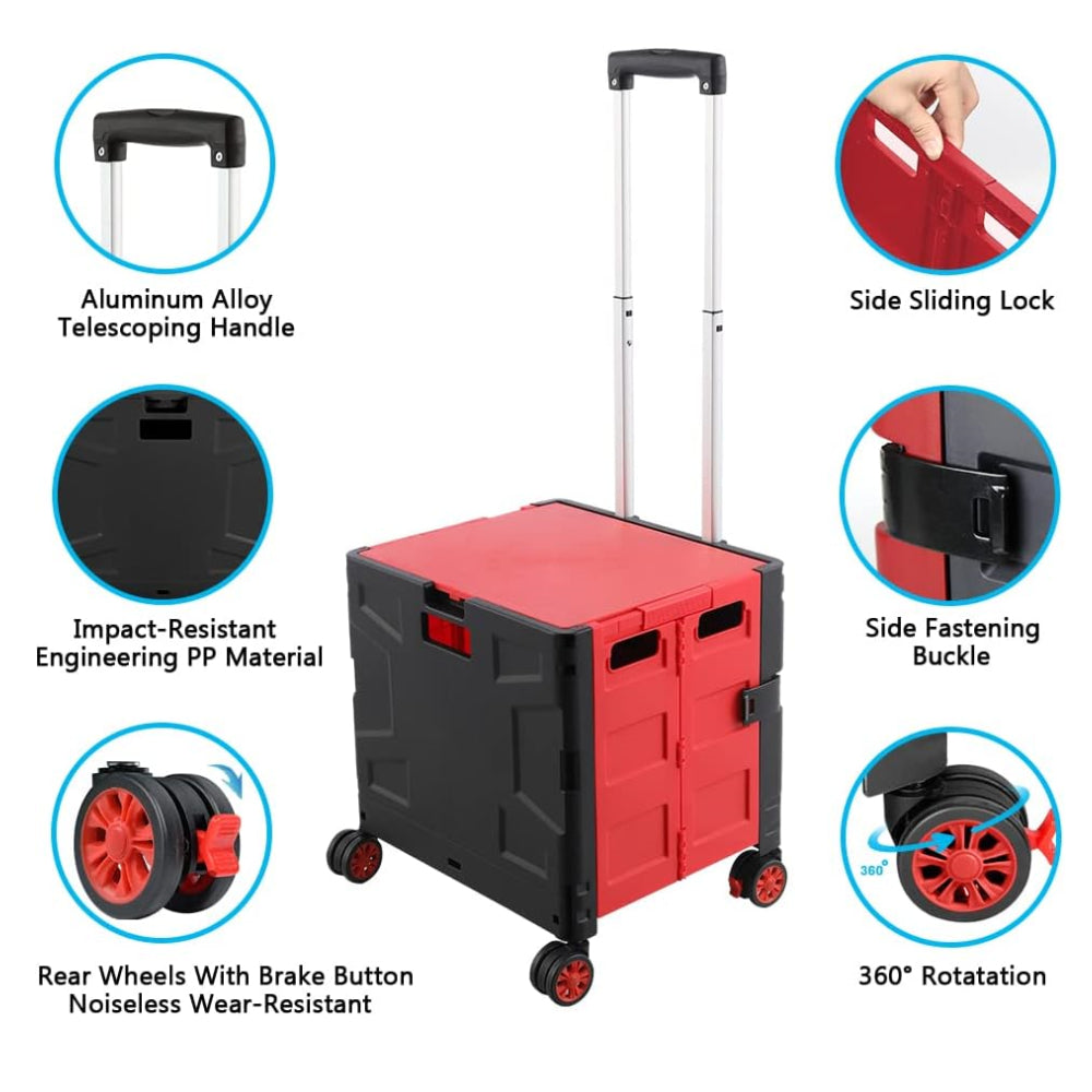 STORFEX Foldable Shopping Utility Cart with 360° Rotate Wheel