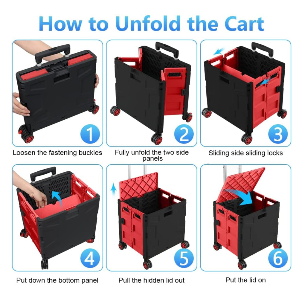 STORFEX Foldable Shopping Utility Cart with 360° Rotate Wheel