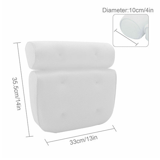 3D Mesh Soft Spa Bath Pillow for Bath Tub with Anti-Slip Suction Cups