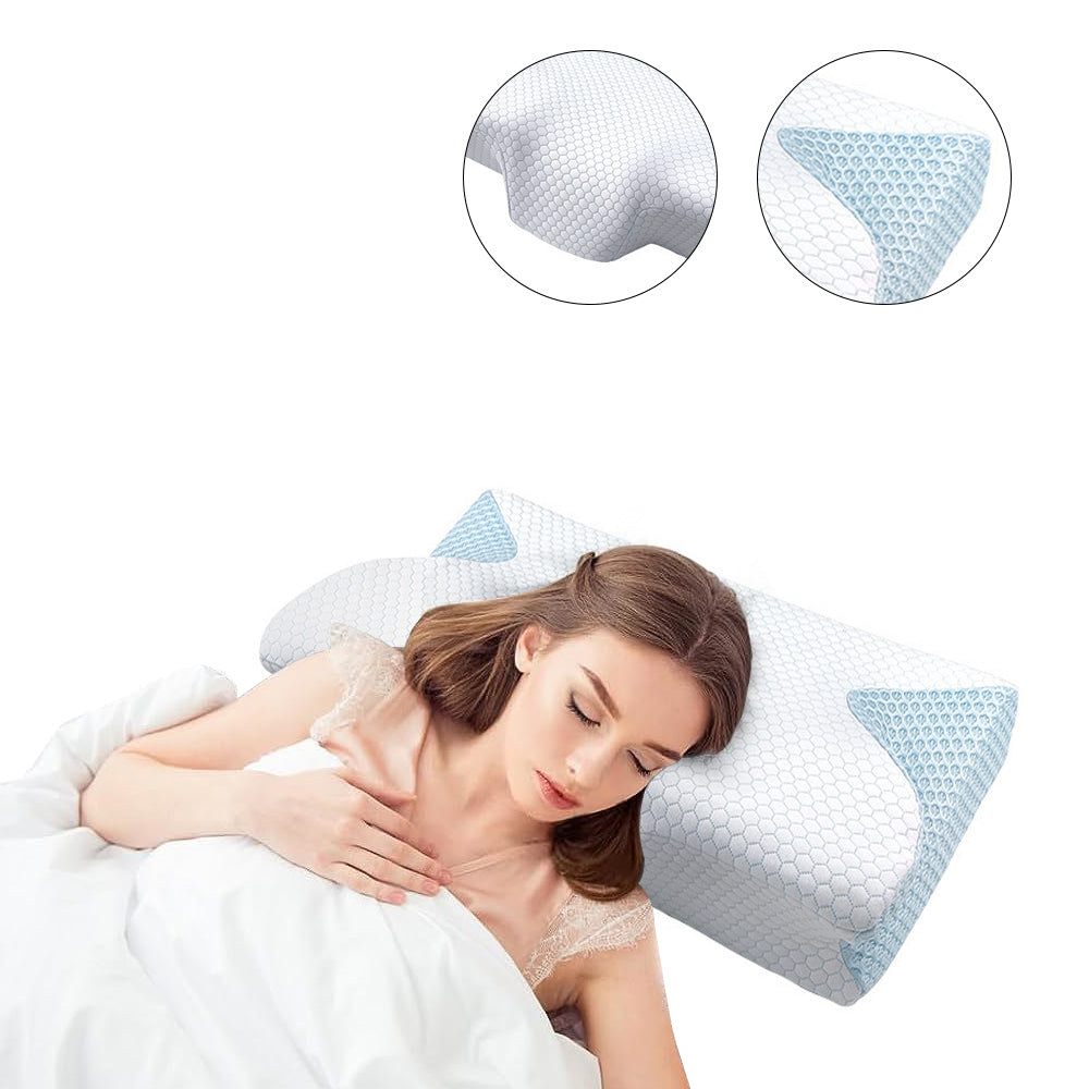 COMFEYA Cervical Neck Pillow for Pain Relief Sleeping - Orthopedic Contour Memory Foam Pillow with Cooling Pillow Covers