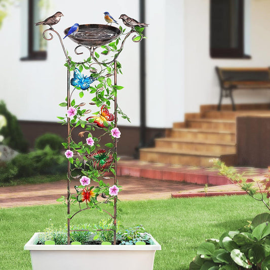 GREENHAVEN Bird Bath with Trellis for Climbing Plants