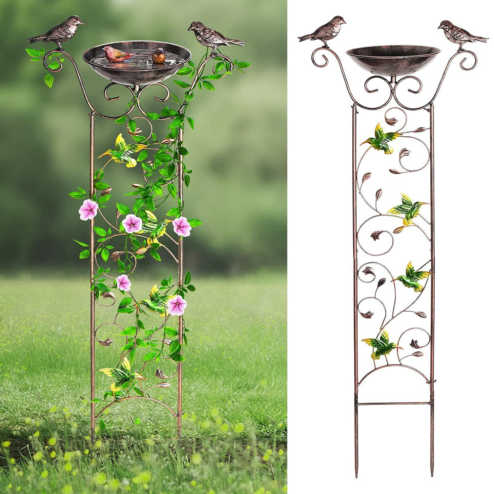 GREENHAVEN Bird Bath with Trellis for Climbing Plants