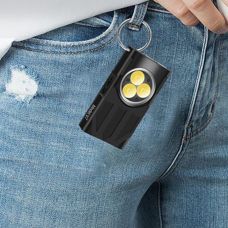 Waterproof LED Light Keychain Torch Lamp Flashlight USB Rechargeable