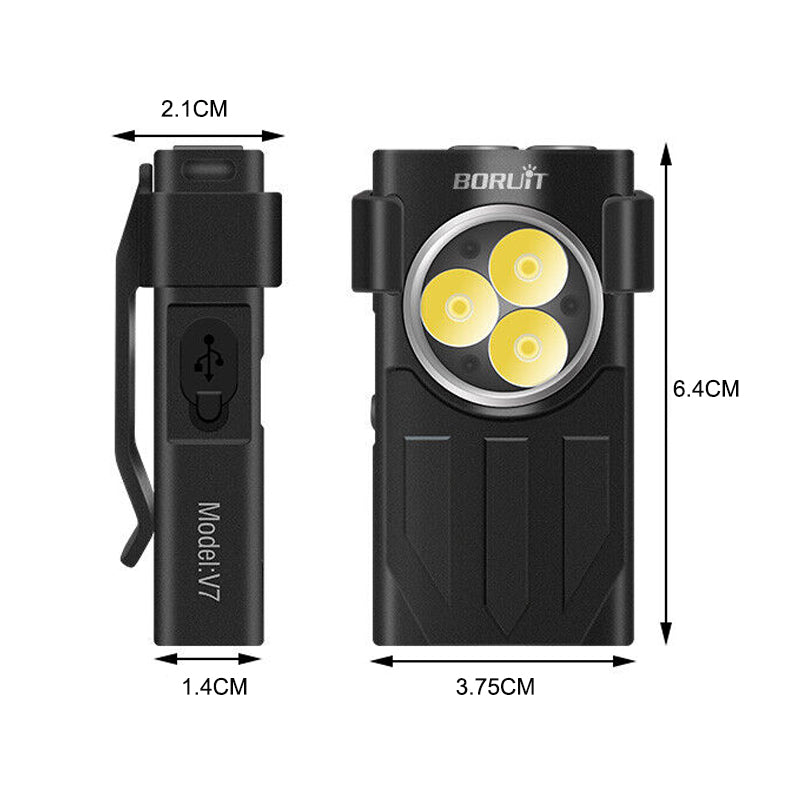 Waterproof LED Light Keychain Torch Lamp Flashlight USB Rechargeable