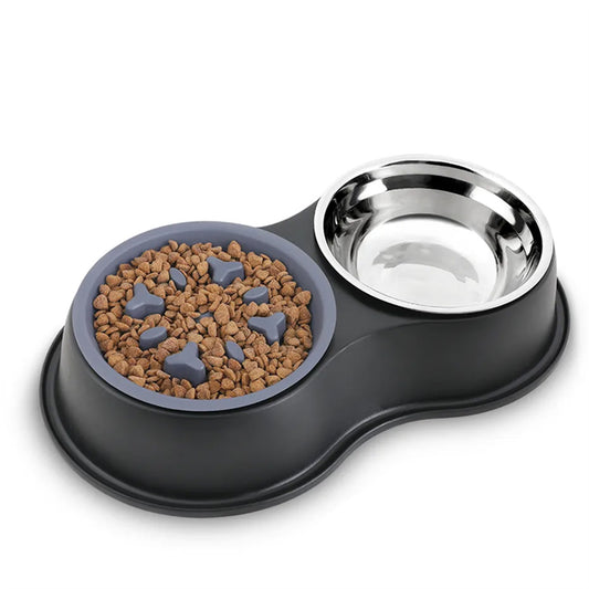 PETSWOL Dog Water And Food Bowls With Slow Feeder