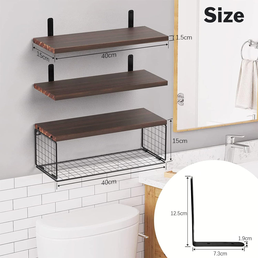 STORFEX Wall Organizer With Basket - Stylish And Space-Saving Wall Mounted Shelves