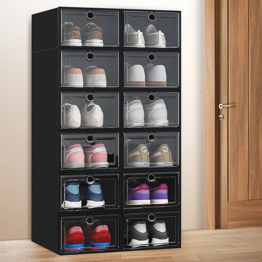 STORFEX Set Of 6/12 Stackable Shoe Box Organizer With Lid