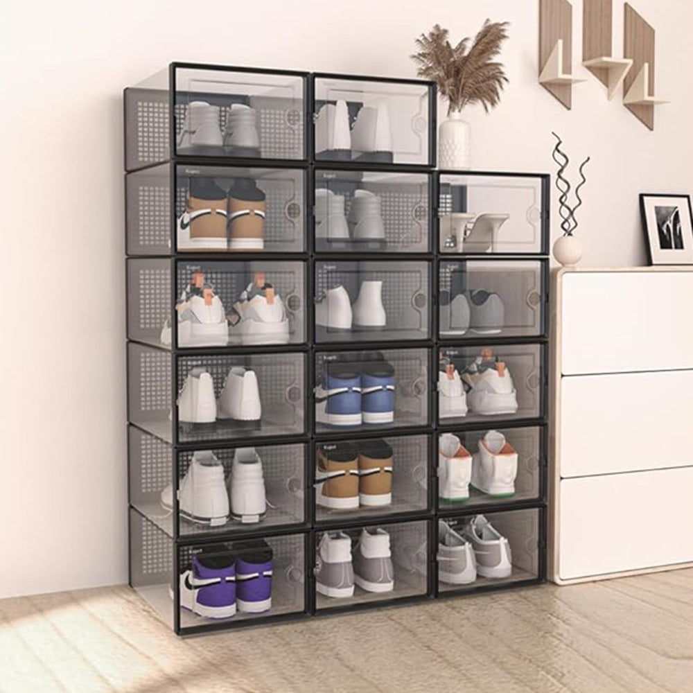 STORFEX 6/12 Pack Stackable Shoe Organizers Storage Boxes