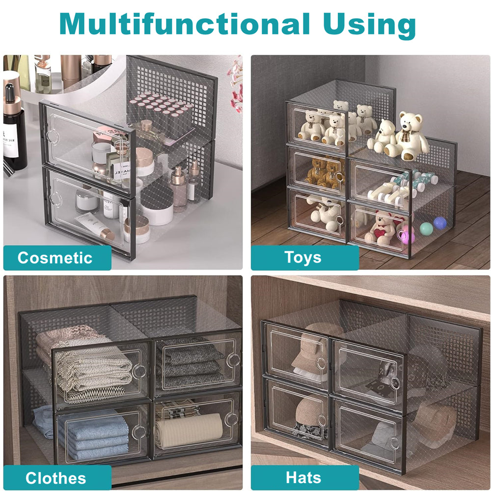 STORFEX 6/12 Pack Stackable Shoe Organizers Storage Boxes