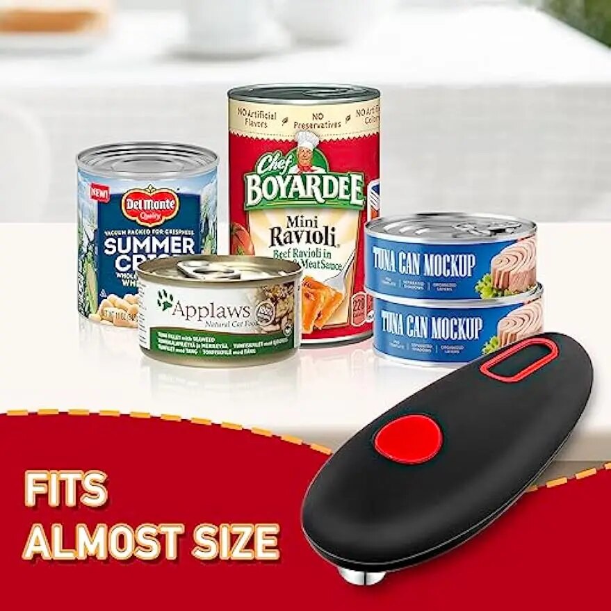 Convenient Electric Can Opener: Effortlessly Open Jars, Bottles & Cans with One Touch - Portable Hands-Free Kitchen Gadget