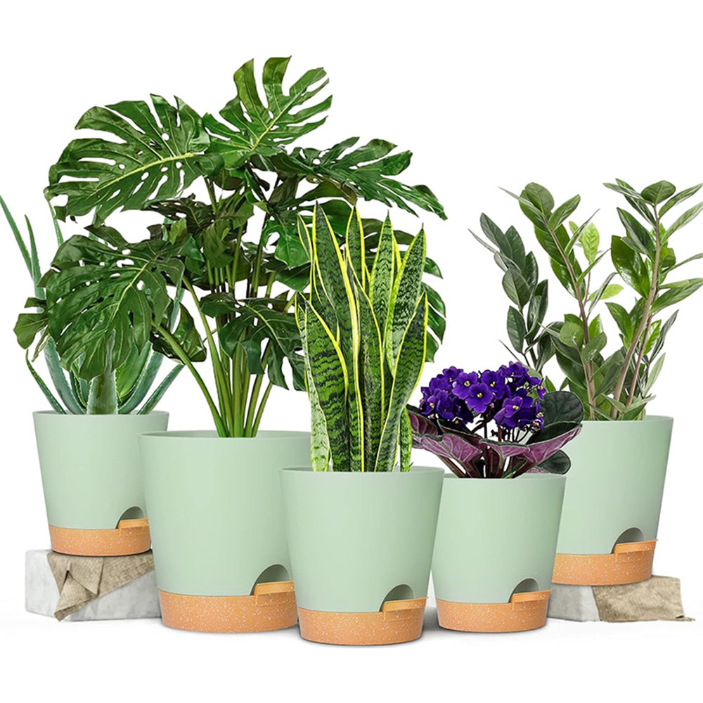 GREENHAVEN Self Watering Planters with Drainage Hole - Set of 5