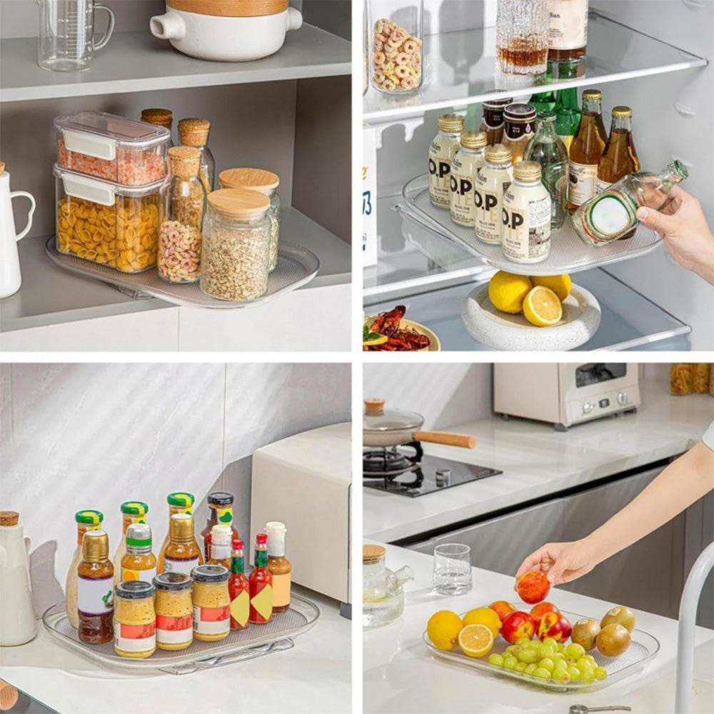 STORFEX Rectangular 360° Turntable Lazy Susan - Optimize Your Fridge Storage