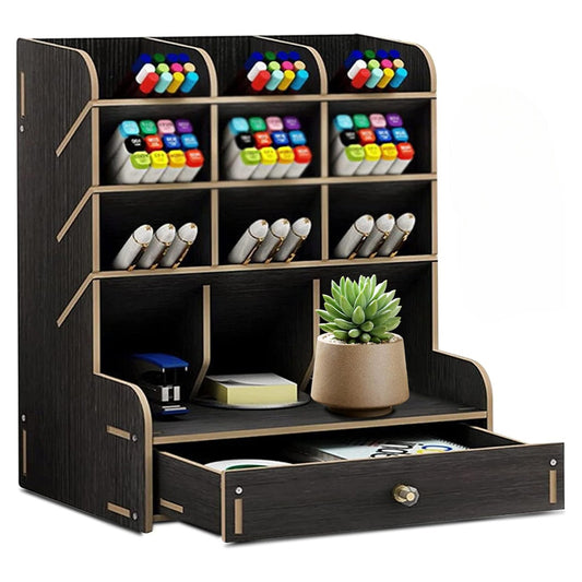 Wooden Desk Organizer Student Stationery Storage Box