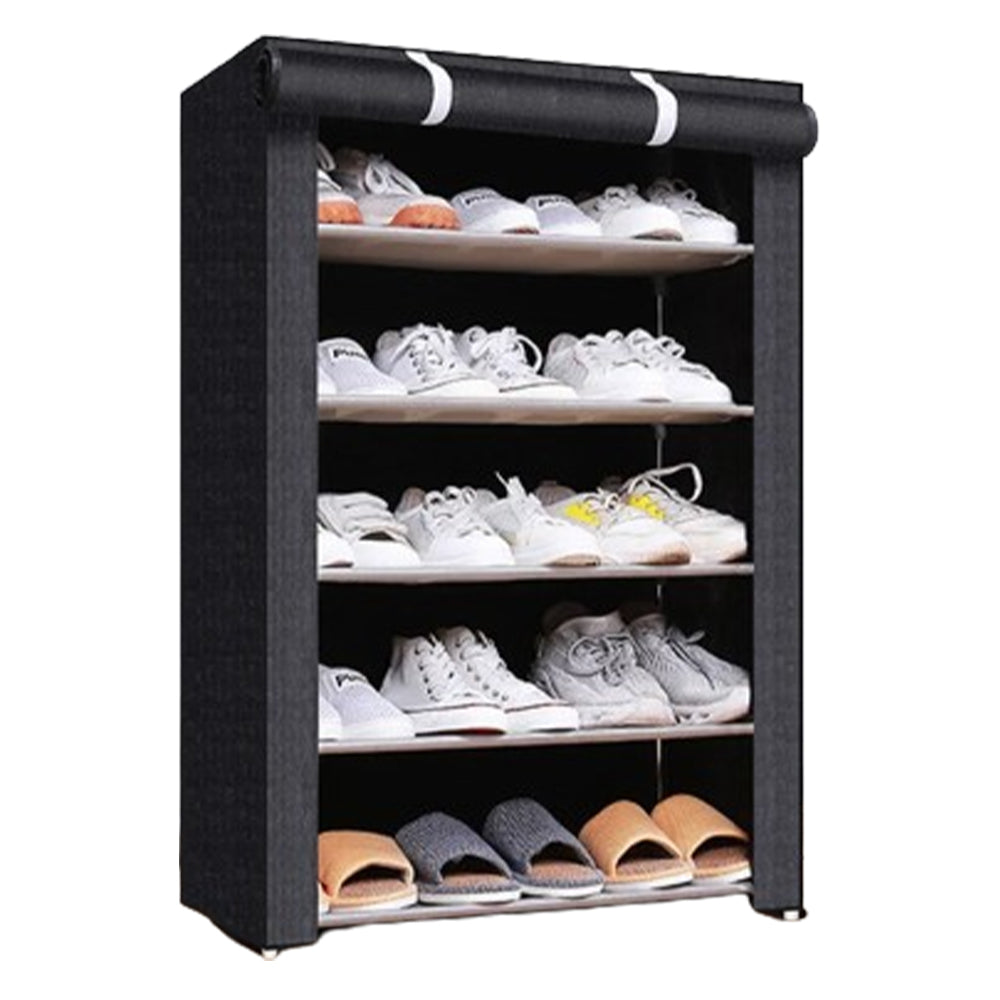 Nonwovens Fabric Dustproof Multilayer Shoes Cabinet Organizer in Black and Grey