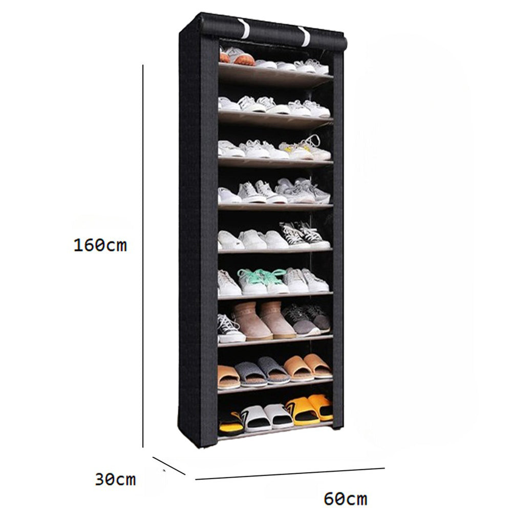 Nonwovens Fabric Dustproof Multilayer Shoes Cabinet Organizer in Black and Grey