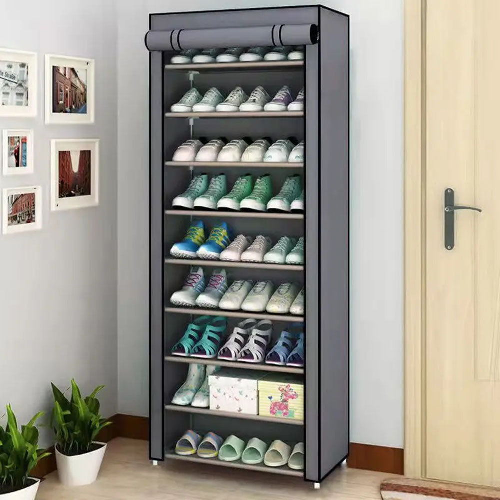 Nonwovens Fabric Dustproof Multilayer Shoes Cabinet Organizer in Black and Grey