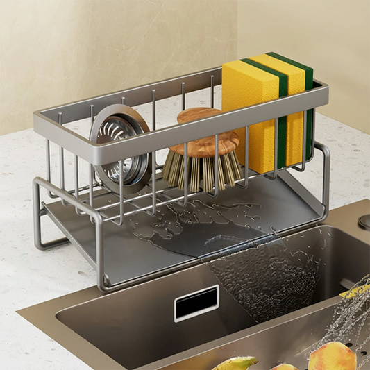 Multi-Functional Stainless Steel Sink Organizer with Drain Rack