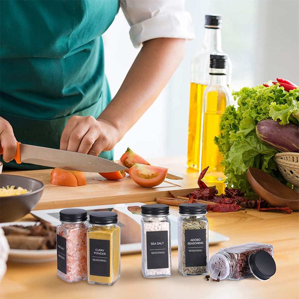 STORFEX 12-Pack 120ml Glass Spice Jars with Labels