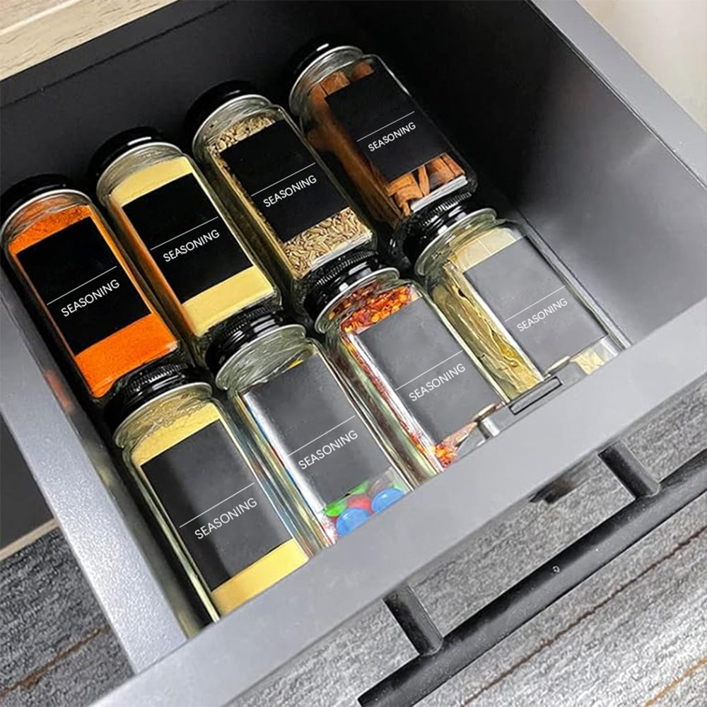 STORFEX 12-Pack 120ml Glass Spice Jars with Labels