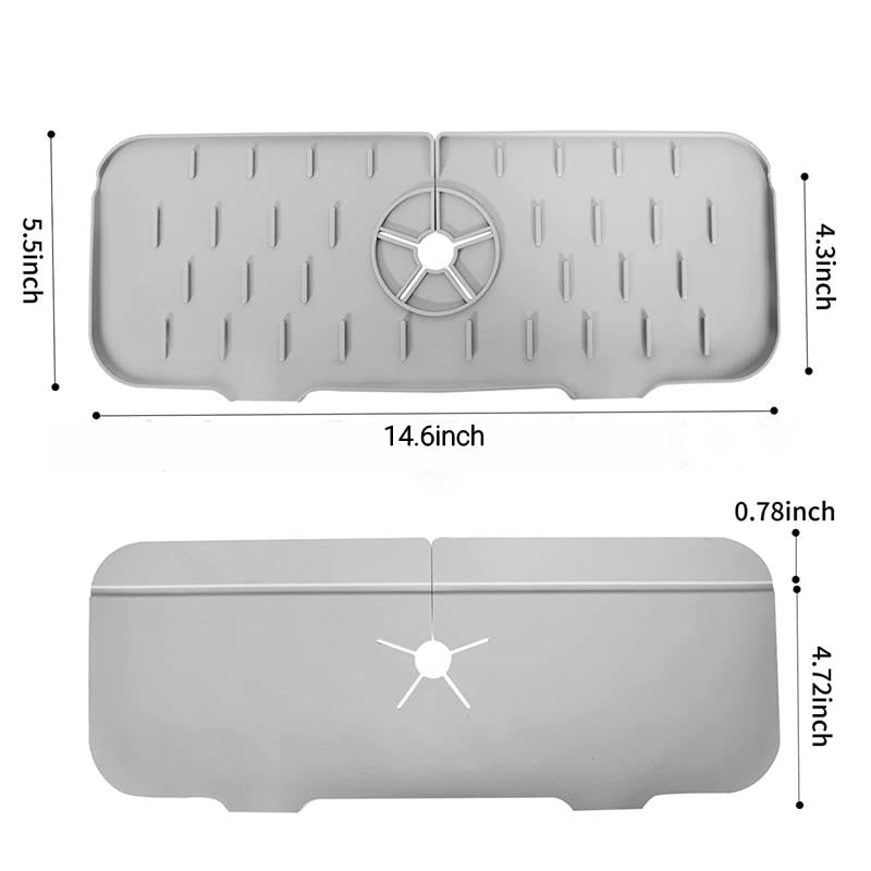 Silicone Faucet Handle Drip Catcher Tray Mat Dish Soap Sponge Holder