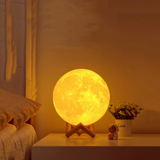 Moon Lamp LED Night Light Battery Powered With Plastic Stand