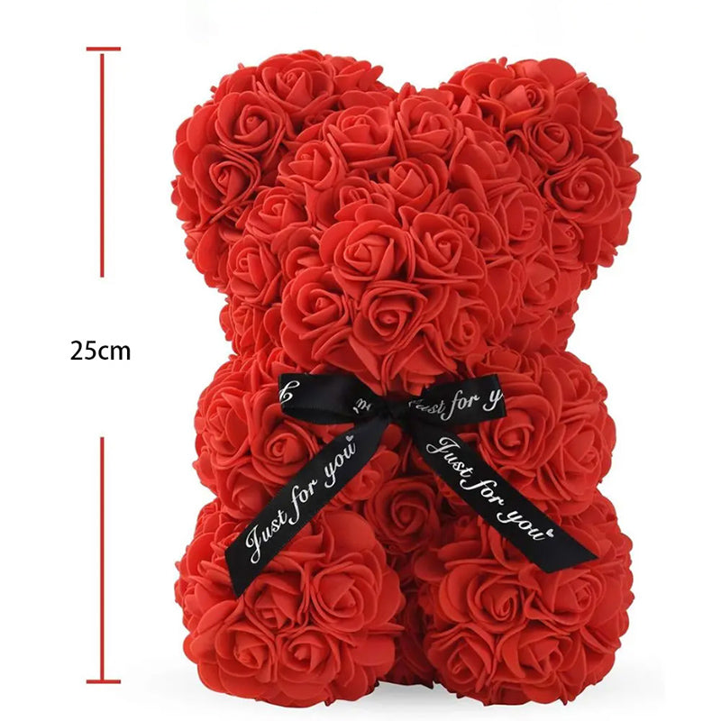 25cm Artificial Flowers Rose Bear Girlfriend Anniversary Gift