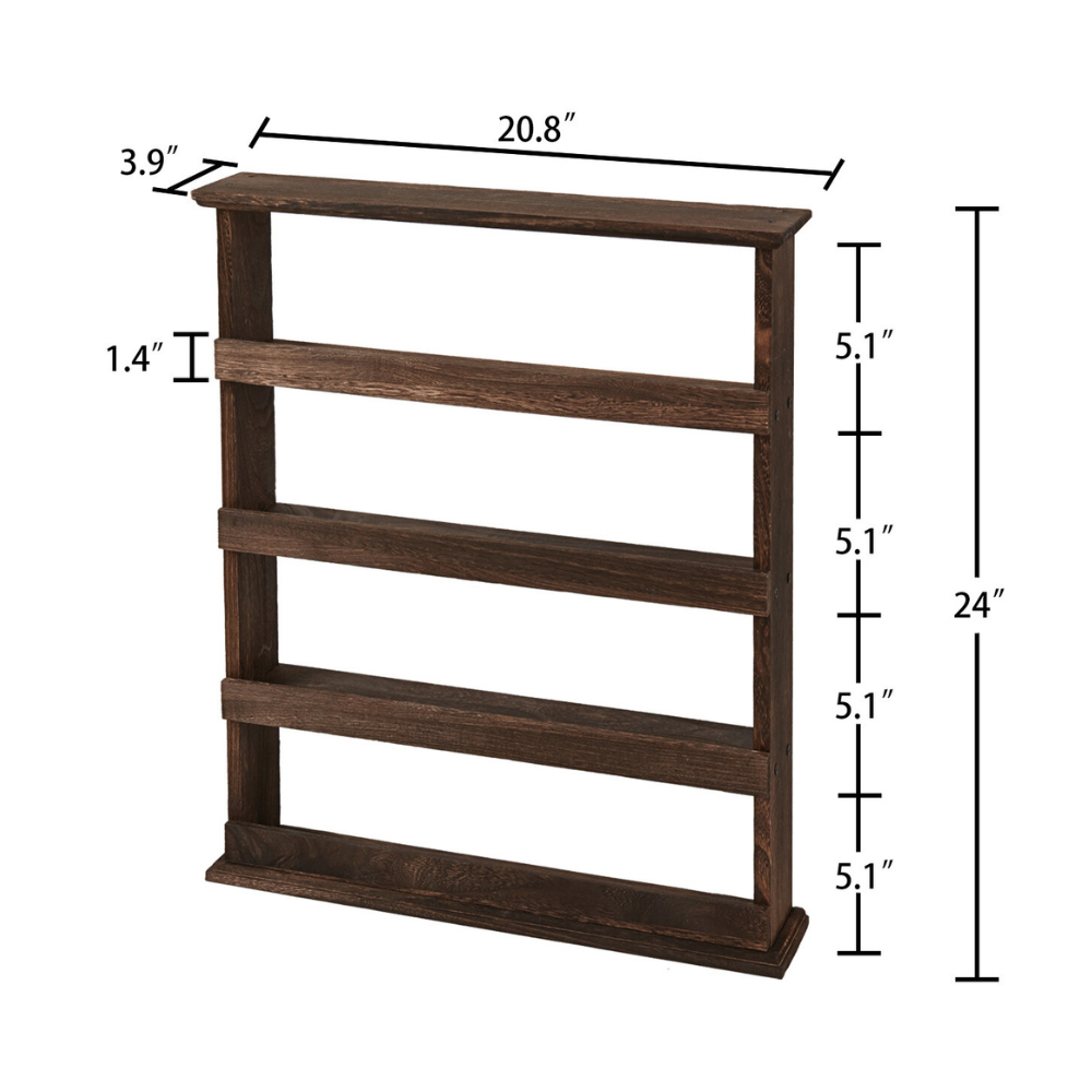 Wall Mount Wooden Spice Rack Holder