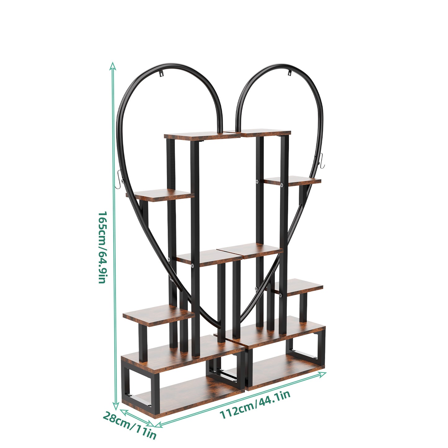 6 Tier Metal Plant Shelf Heart Shape Ladder Plant Stands