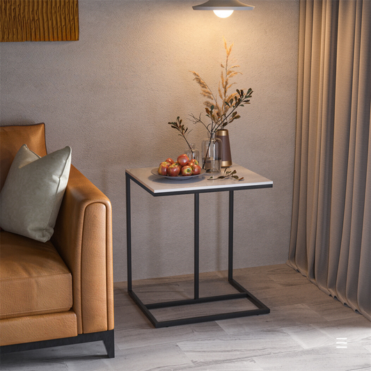Marble C-Shaped Sofa Side Table