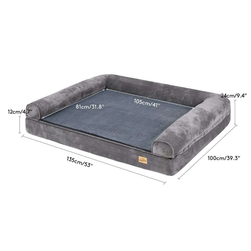 Cozy Extra Large Dog Bed with Waterproof Cover and Bolster