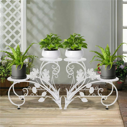 Set of 2 Heavy Duty Metal Round Plant Stand Rustproof Flower Pot Display Holder