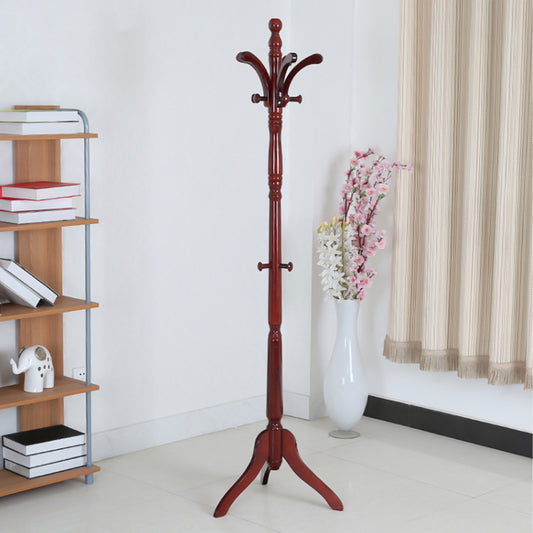 Solid Birch Wood Coat Racks Stand Floor Standing Hanger Rack with Tripod Base
