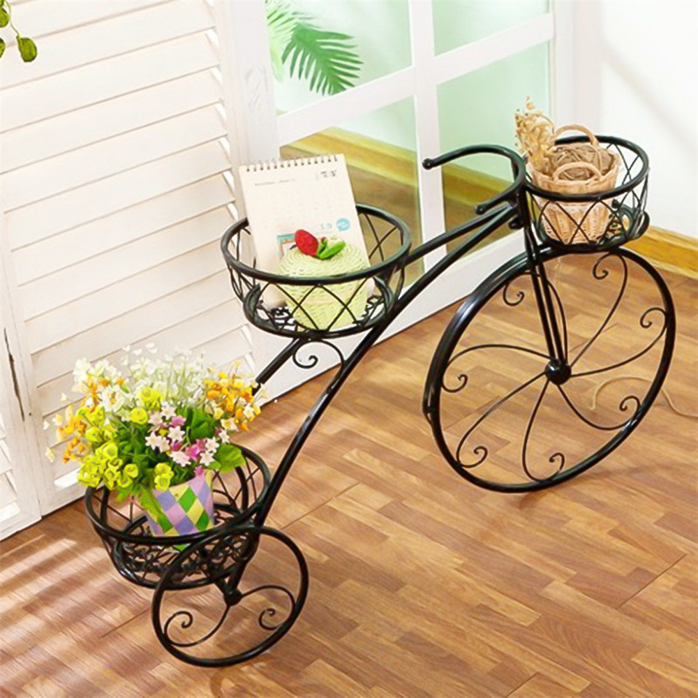 3-Tier Bicycle Plant Stand Wrought Iron Tricycle Planter