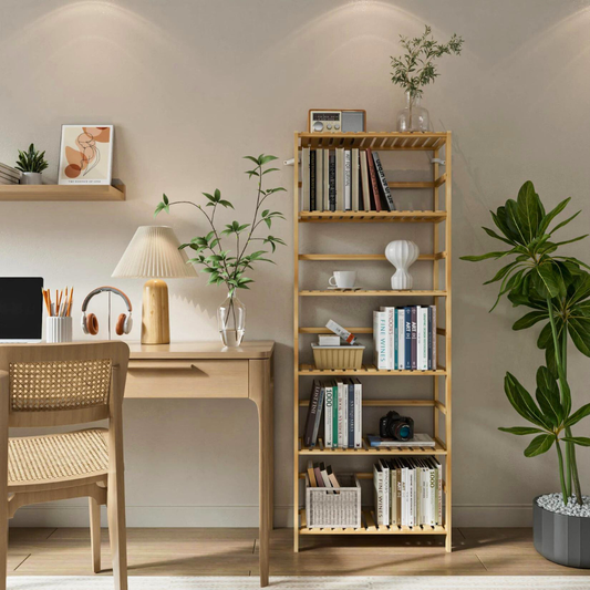 6-Tier Bamboo Storage Rack Shelving Bookshelf Plant Flower Stand