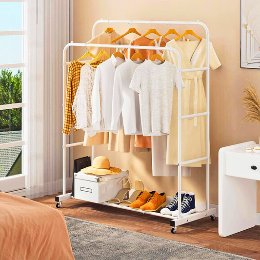 Heavy Duty Rolling Garment Rack Cloth Hanger and Shoes Organizer