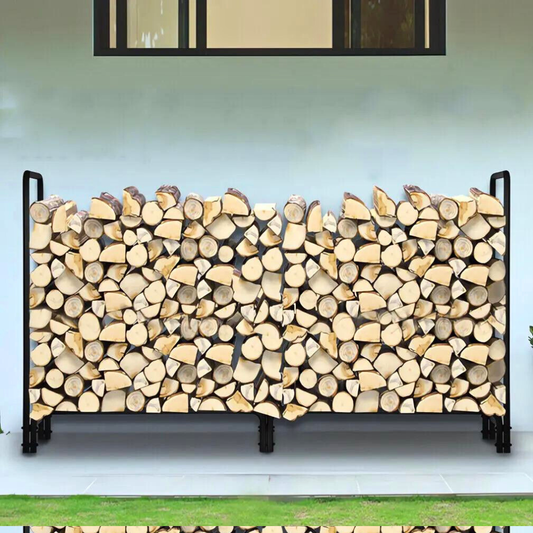 8ft Metal Firewood Rack Adjustable Outdoor Wood Stacker
