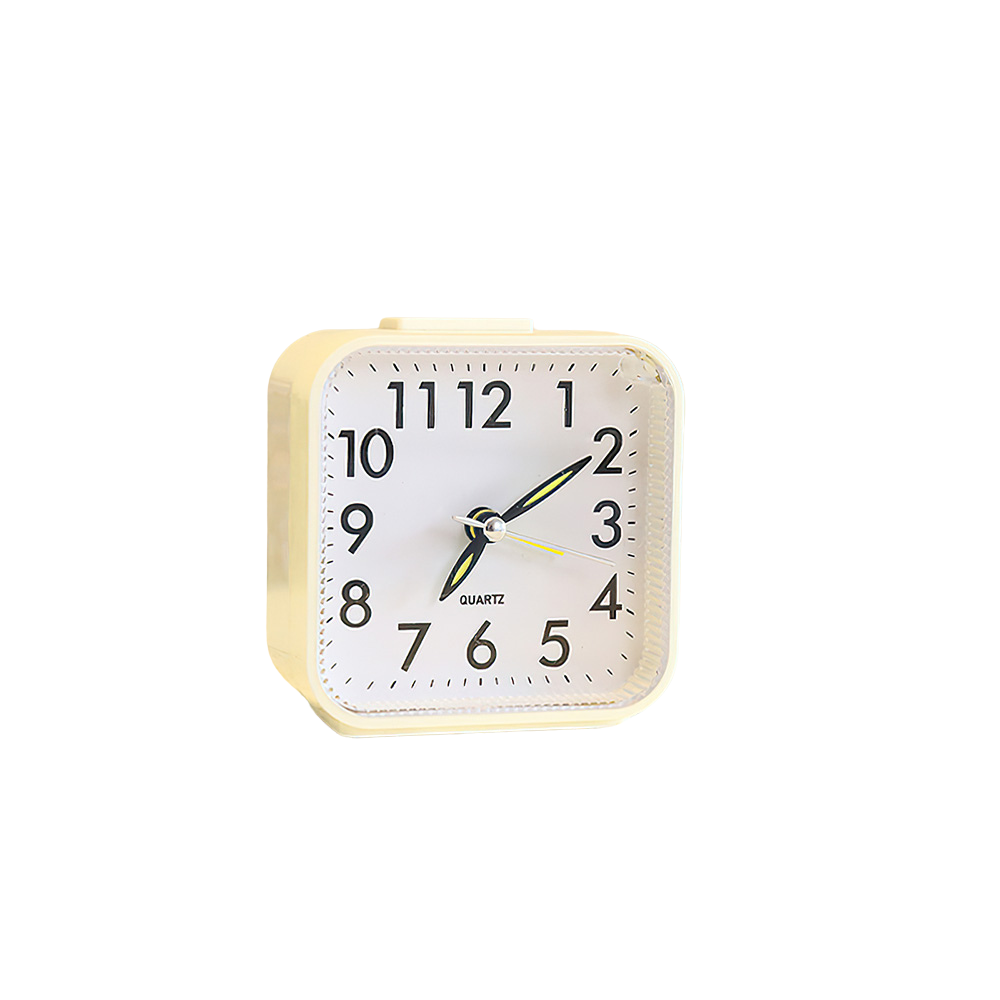 Mini Square Silent Alarm Clocks Non-ticking Analog Quartz Clock with LED - Battery Power
