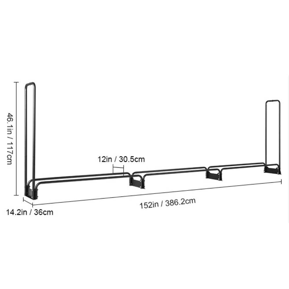 12.7FT Outdoor Firewood Rack with Cover Heavy Duty Firewood Holder