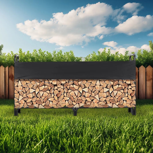 12.7FT Outdoor Firewood Rack with Cover Heavy Duty Firewood Holder