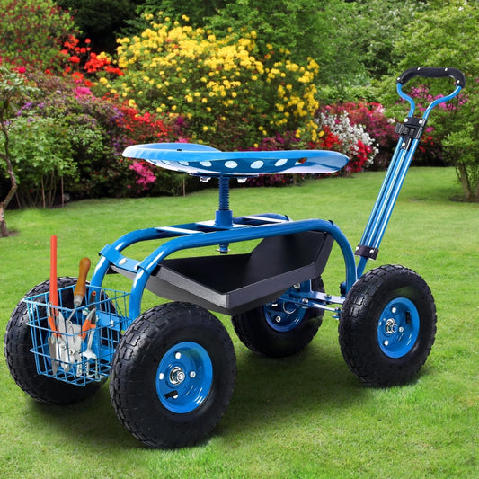 Garden Cart Rolling Workseat with Wheels Gardening Stool for Planting