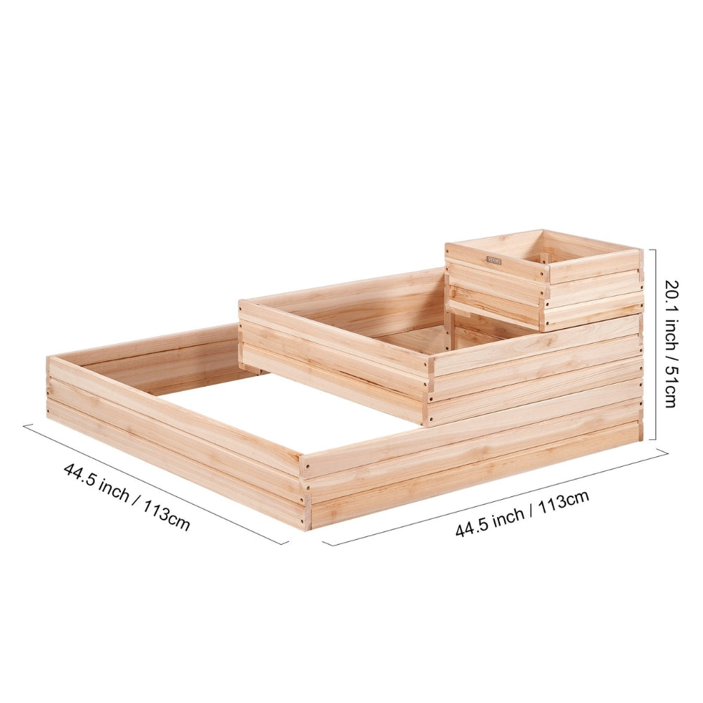 Wooden Raised Garden Bed Planter Box Elevated Floor with Whole Kit and Drainage System