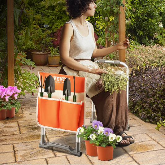 Garden Kneeler and Seat Foldable Garden Stool Kneeling Bench for Gardening with Tool Bag