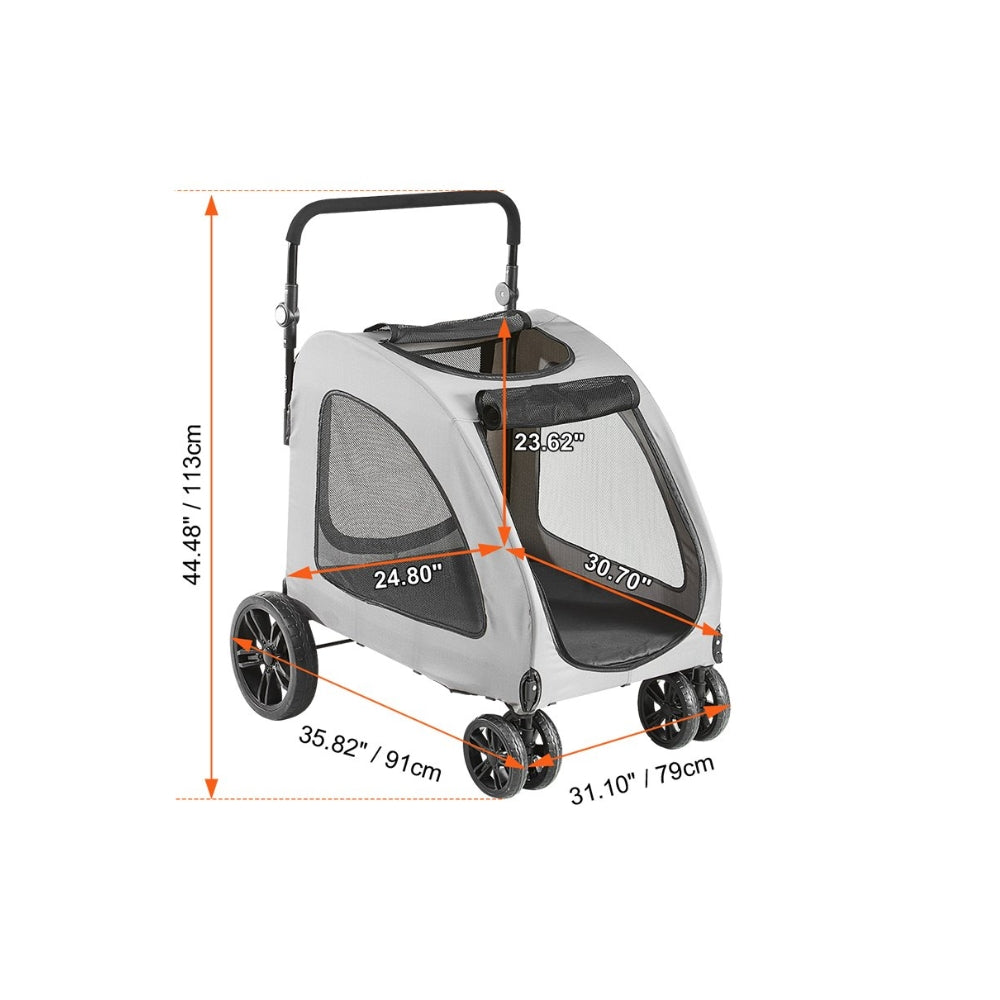 Premium Rotating Pet Stroller for Easy Travel with Brakes Pad and Cup Holder