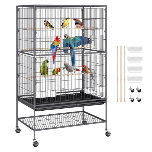 Premium Standing Bird Cage with Rolling Stand Durable Carbon Steel Design