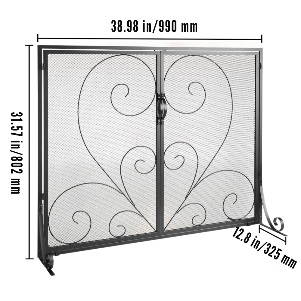 Fireplace Screen 1 Panel with Door Iron