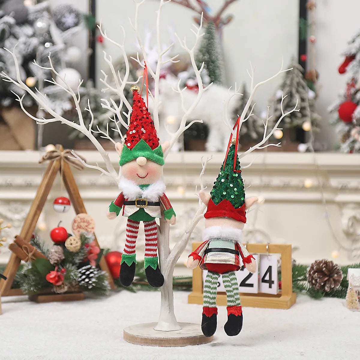 Cartoon Elf Doll Christmas Tree Pendants Window Decoration
