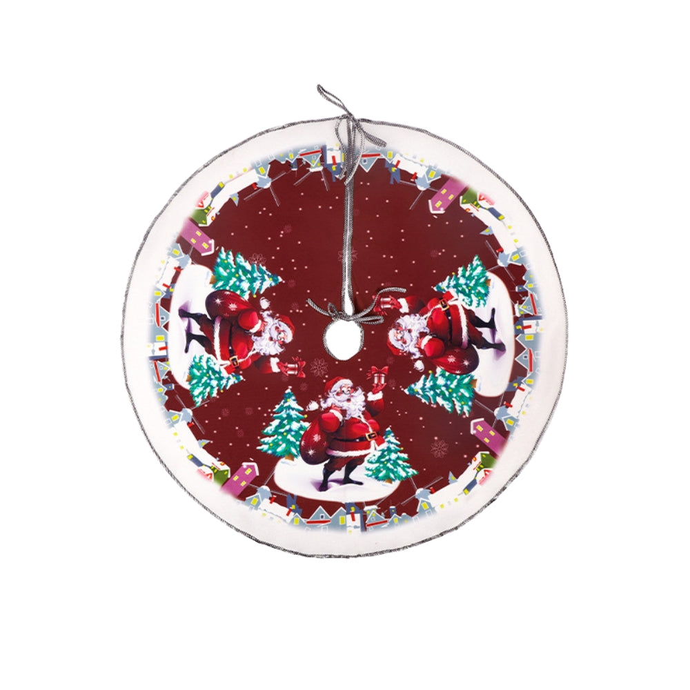 Christmas Tree Skirt Red Christmas Tree Foot Cover Santa Claus Snowflake Christmas Tree Carpet