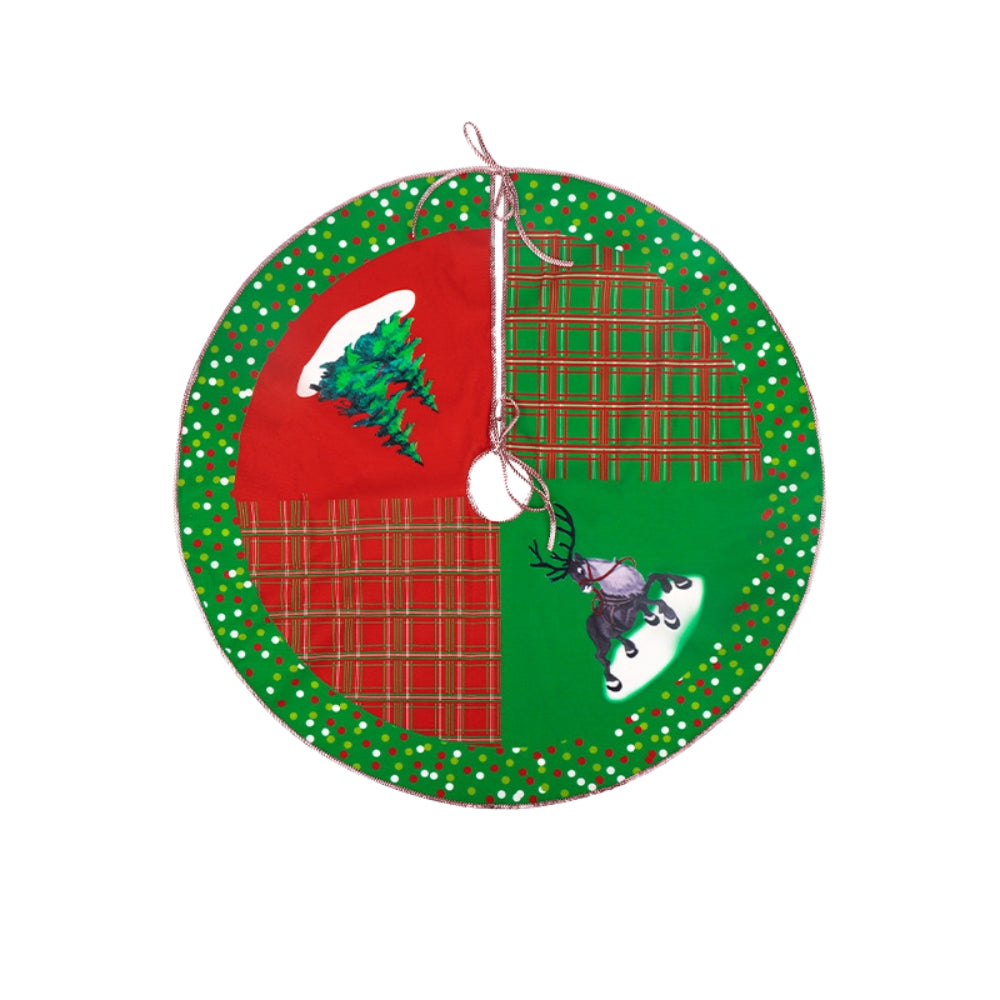 Christmas Tree Skirt Red Christmas Tree Foot Cover Santa Claus Snowflake Christmas Tree Carpet