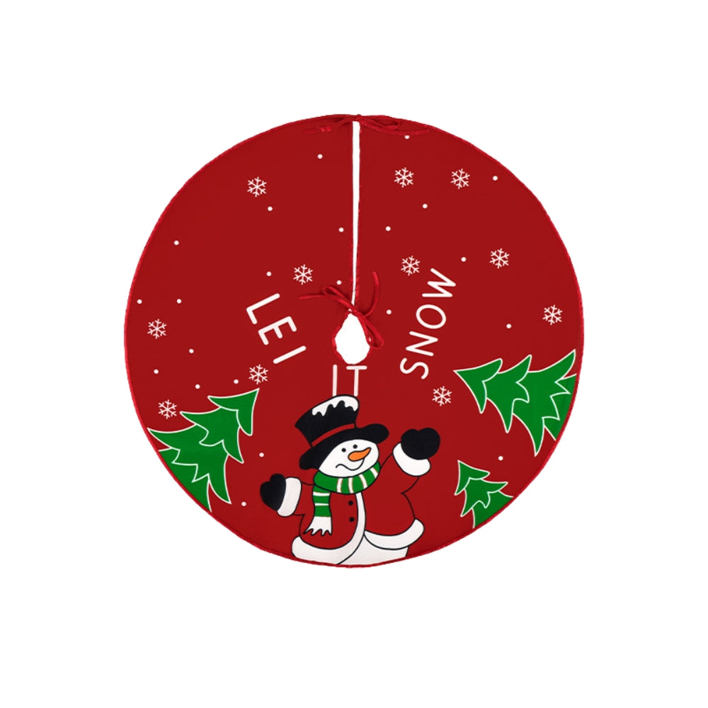 Christmas Tree Skirt Red Christmas Tree Foot Cover Santa Claus Snowflake Christmas Tree Carpet