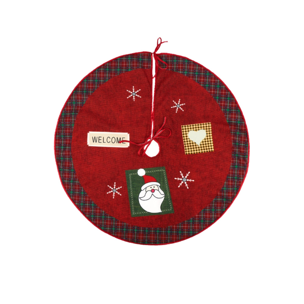 Christmas Tree Skirt Red Christmas Tree Foot Cover Santa Claus Snowflake Christmas Tree Carpet
